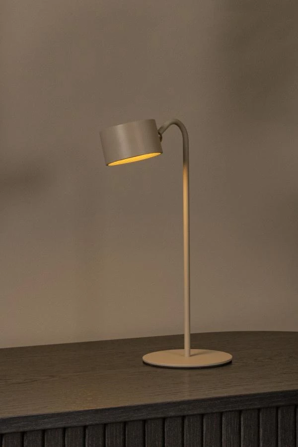 Lucide JOLAN - Rechargeable Desk lamp - Battery pack - LED Dim to warm - 1x3,5W 2700K/5700K - Taupe - atmosphere 1